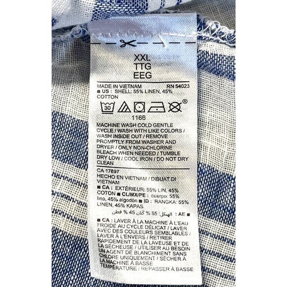 Old Navy Linen Blend Wrap Blouse Size XXL 2XL Nautical Striped Flutter Sleeves - Picture 7 of 7